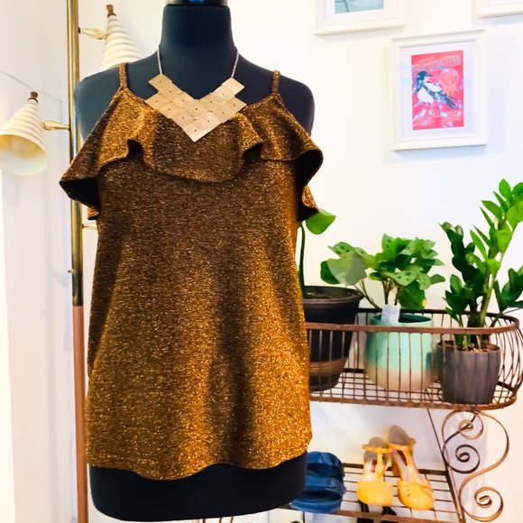 Urban Outfitters Tops - 🌻🆕Urban Outfitters | Copper Metallic Ruffle Tank